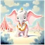 Placeholder: 1940s animation art of Dumbo, a baby circus elephant with abnormally large ears that allows him to fly, surreal scene, pink parade of elephants, conceptual art, watercolor paint, early salt disney animation, hand drawn, modernist cute, Mary Blair, Harold Pearl, over exaggerated cartoonist