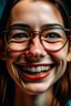 Placeholder: mujer con lentes, dientes inmensos chuecos, piel grasosa y granos acné