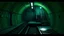 Placeholder: GAME CONCEPT ART .two poin perspective.Station platform and stairs from side .photograph inside of hole .very big ambient.gient station.Inside the old subway tracks, . Low light and closed green moss walls. Like the original design of the game space ,digital art.landscape,far camera old painting,2 Chen and George Hopper, Rembrandt lighting, a dark green color scheme, . --ar 13:16 --v 6. 0 metro game