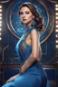 Placeholder: full body Office women, gorgeous, glamours, ,clean face, showing in 4k format, intricate work of magical art, movie poster, full body, blue dress, in cg society trends, complex, very detailed bright, staged rendering of the character, super high quality model, beautiful face, background in style bokeh