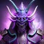 Placeholder: oni purple villain in galaxy, teal and purple smoke, detailed, realistic, 4k