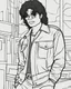 Placeholder: coloring page for teens, simple outlines art, outline drawing, bold outlines, clean and clear outlines, no tones color, no color, no detailed art, art full view, wide angle, white background, Michael Jackson