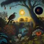 Placeholder: High definition photography of a marvelous landscape, birdman, trees, flowers, giant sun, intricate, Audubon, atmosphere of a Max Ernst painting, Henri Rousseau, thoughtful, interesting, appalling, smooth