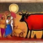 Placeholder: holy cow in delhi indian painting style