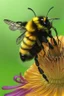 Placeholder: Realistic drawing with colored pencils of a bumblebee and a flower