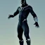 Placeholder: full body black panther, hawk wings, lizard tail, white eyes