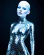 Placeholder: A mesmerizing fusion of intimate abstraction and surreal futurism, depicting a striking female albino figure adorned in a breathtaking silver chrome-scaled suit. The intricate structure of the suit echoes the hyper-fractal nature of a coherent hyper-position lattice, creating a dynamic interplay of light and form that seems almost otherworldly. Her presence is both mysterious and seductive, yet tinged with an innocent vulnerability, as she gazes outward with an expression of deep longing. Ether