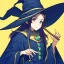Placeholder: retro anime style, witch, witch hat, witch robe, expression smiling, portrait