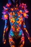 Placeholder: Body painting art flowers neons glowing light in the dark and colorful details