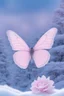 Placeholder: Light pink and light purple butterflies in the blue snowy winter