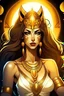 Placeholder: Egyptian queen as an werewolf goddess with enchanting hair and golden glow as divine powers and light skin and beauty that rivaled Aphrodite in anime style
