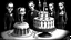 Placeholder: draw a birthday cake with logo number 23 or one candle 23 .Insanely detailed Addams Family movie still with Barbie dolls, art by tim burton