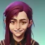 Placeholder: Portrait of a smiling 10 year old witch girl with brown bangs across her forehead