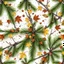Placeholder: detailed Real Tree Camouflage made of green pine branches, dried maple leaves, snow and dirt, white background, seamless repeatable texture camo pattern