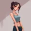 Placeholder: a pretty girl, skinny, relaxed, tired, tank top, digital art, stylised