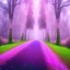 Placeholder: Trees growing pink and purple leaves, glitter, fog, willow, forest, beautiful, magic