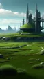 Placeholder: sci fi city, star wars inspired fortress, grassy plain