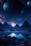 Placeholder: 4k realistic Fantasy world galaxy, space, ethereal space, cosmos, water, panorama. Palace , Background: An otherworldly planet, bathed in the cold glow of distant stars. The landscape is desolate and dark, with jagged mountain peaks rising from the frozen ground. The sky is filled with swirling alien constellations, adding an air of mystery and intrigue. Old castle of london, detailed , enhanced, cinematic, with glowing moon and sun going down a castle