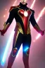 Placeholder: Cosmic super hero, shining wepon , red & black costume,4k image, full body men