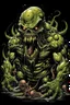 Placeholder: Science experiment Horror abomination mutant by Richard Corben, Todd Schorr, T-Shirt Design, Black Background