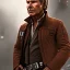 Placeholder: 8K space background with stunning photo realistic detailed head to waist portrait of harrison ford as han solo in star wars with photo realistic short hair by Sergi Cadenas, Sharp focus, brown eyes, weathered skin,space jacket from star wars, cinematic lightning