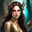 Placeholder: pretty girl, aged 18, brunette, conventionally attractive, fantasy, faun