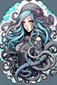 Placeholder: filigree kawaii anime tentacles for a cyberpunk tattoo on a strong and powerful and sexy woman