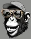 Placeholder: Funny and stylish monkey wearing sunglasses and playing guitar illustration, white background, no shadows and clear and well outlined