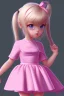 Placeholder: Loli, flat chest, pink dress, close up