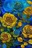Placeholder: Surreal-dadaism of beautiful blue roses fauvism mondrial by Ross Draws,Andy Kehoe, Hokusai, bold colors,gold foil, zentangle art by Norman Rockwel