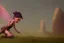 Placeholder: a tiny tiny female fairy flying, sparkly, a pig in the mud, on a farm