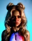 Placeholder: portrait, Shakira, blonde artist, angry, Realistic image, hoodie, mma gloves, fight pose, make-up make-up, gold line make-up, sweat, fog, goddess style, Neon colors, leds. Black background, photo studio, concept art, smooth, unreal engine 5, god lights, ray tracing, RTX, lumen lighting, ultra detail, volumetric lighting, 3d, finely drawn, high definition, 4k.