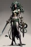 Placeholder: full-length persona, detailed, sword in hand, gorgon medusa