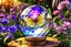 Placeholder: A butterfly with iridescent rainbow wings on an iridescent crystal rose in a fantasy garden enclosed within a glass sphere, insane detail, intricate details, hyperrealistic, 16k resolution, cinematic, fantasy garden, Hyperrealistic, splash art, concept art, intricately detailed, color depth, dramatic, side light, colorful background