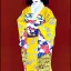 Placeholder: Retrato de cuerpo entero una Geisha con kimono con el estilo de Gustav Klimt