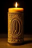 Placeholder: candle in shamanic style. colors: brown, beige, orange.