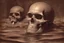 Placeholder: man wearing skull mask stands in deep water by andrea del sarto