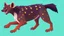 Placeholder: Cute chibi hyena dog chasing its own tail, cartoony, colorful, exaggerated, simplified, adorable