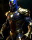 Placeholder: The combination of spider man and Thanos A brave warrior with a battle suit made of leather and robotic metal