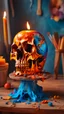 Placeholder: milting big candle on a skull