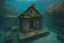 Placeholder: underwater ruins of an old small village with small ruined huts and houses
