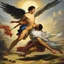 Placeholder: [art by FRANÇOIS MIVILLE-DESCHÊNES] Jacob wrestling with angel