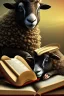 Placeholder: black sheep reads a book, 8k quality