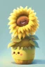 Placeholder: Cheery and cute sunflower in a pot avatar full body in fluffy material