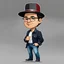 Placeholder: Vectores imágen of Gustavo Petro serious with hat, jeans and shirt no lentes speaking in a speech full body chibi