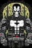 Placeholder: punisher sku;; robot in the style of Hiroshi Nagai