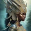 Placeholder: sango fantasy, fantasy magic, intricate, sharp focus, illustration, highly detailed, digital painting, concept art, matte, masterpiece head sexy African beauty black afro hair earth lady silver tiger head Egyptian princess pyramid