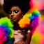 Placeholder: masterpiece, best quality, woman, dark skinned, sparkling eyes, fluorescent skin, colorful makeup, afro, highly detailed body, sun light, 4K, RAW, depth of field, high contrast, realistic details, 24mm