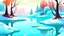 Placeholder: cartoon illustration: beautiful magic frozen lake