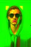 Placeholder: Portrait of creator of bitcoin with hoofie with green matrix backgroung, soft contrasts, soft colors